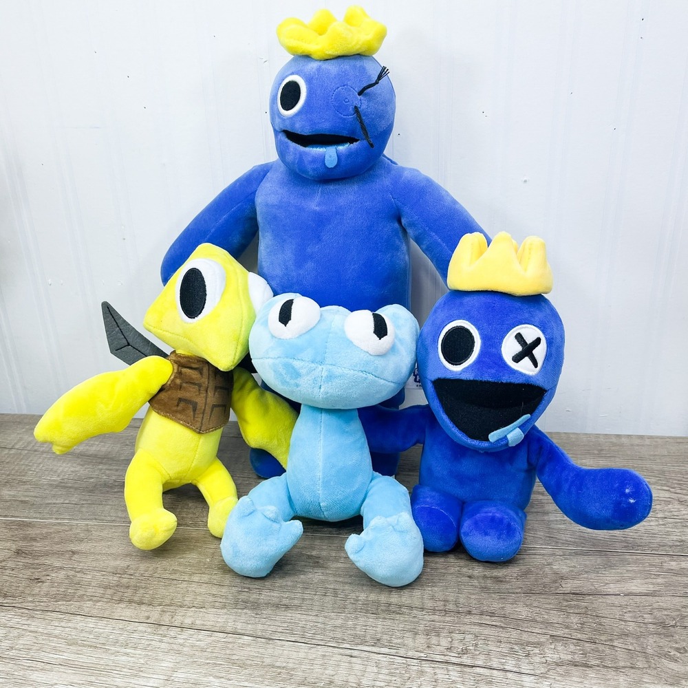 Rainbow Friends Plush Toy Lot Blue Cyan Yellow PhatMojo Roblox Game Figures 4pc